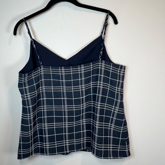 Banana Republic Womens VNeck Cami Blouse Top Adjustable Lined Check Large Petite - Picture 6 of 15